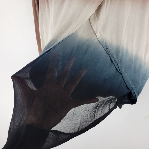 Young Fabulous & Broke Ombre Tie Dye Stripe Wrap Back Sheer Detail High Low Top - Picture 6 of 9